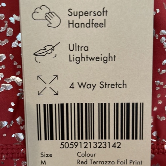 Sweaty Betty Goddess 7/8 Workout Leggings Pink Terrazzo Red High Waist NWT Shine - Picture 9 of 9